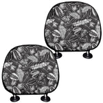 Black And White Tropical Palm Leaf Print Car Headrest Covers