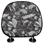 Black And White Tropical Palm Leaf Print Car Headrest Covers