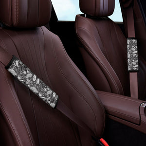 Black And White Tropical Palm Leaf Print Car Seat Belt Covers