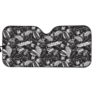 Black And White Tropical Palm Leaf Print Car Sun Shade