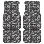 Black And White Tropical Palm Leaf Print Front and Back Car Floor Mats