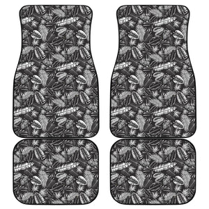 Black And White Tropical Palm Leaf Print Front and Back Car Floor Mats