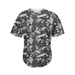 Black And White Tropical Palm Leaf Print Men's Baseball Jersey