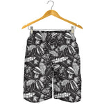 Black And White Tropical Palm Leaf Print Men's Shorts