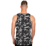 Black And White Tropical Palm Leaf Print Men's Tank Top