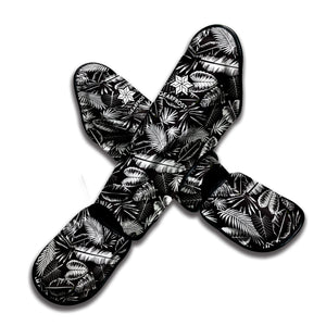 Black And White Tropical Palm Leaf Print Muay Thai Shin Guard