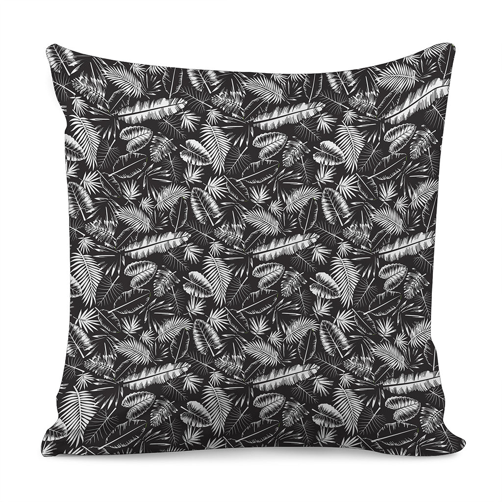 Black And White Tropical Palm Leaf Print Pillow Cover