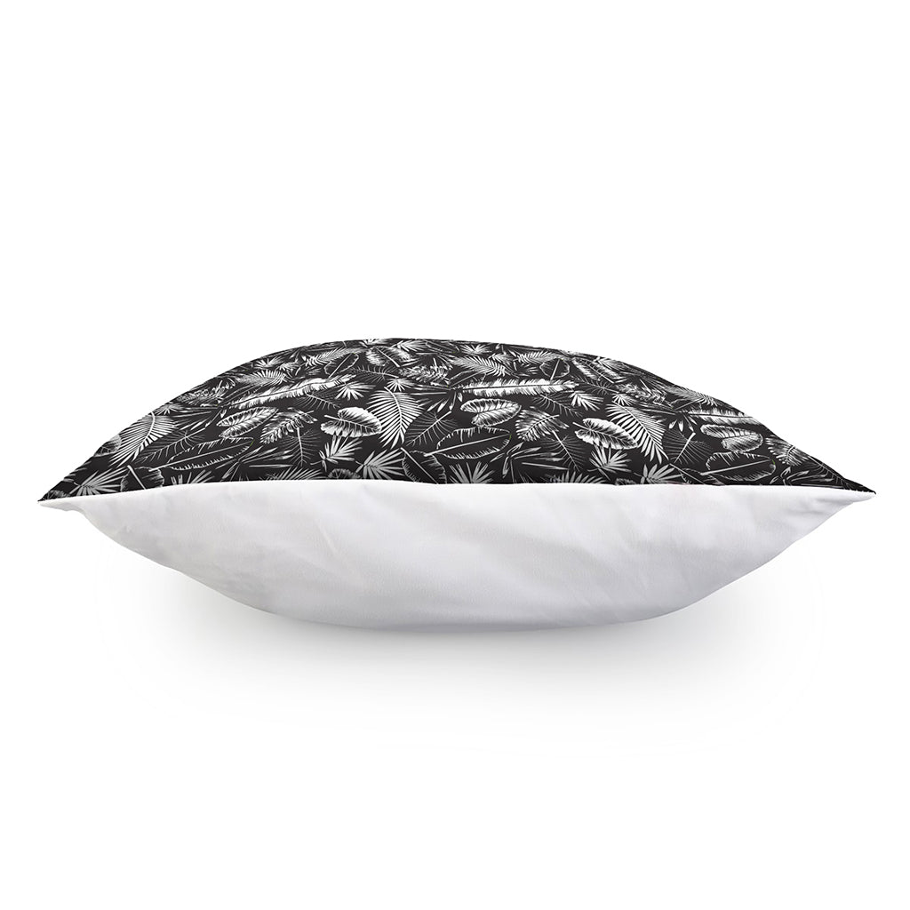 Black And White Tropical Palm Leaf Print Pillow Cover