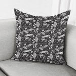 Black And White Tropical Palm Leaf Print Pillow Cover