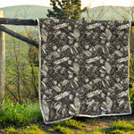 Black And White Tropical Palm Leaf Print Quilt
