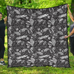 Black And White Tropical Palm Leaf Print Quilt