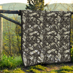 Black And White Tropical Palm Leaf Print Quilt