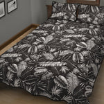 Black And White Tropical Palm Leaf Print Quilt Bed Set
