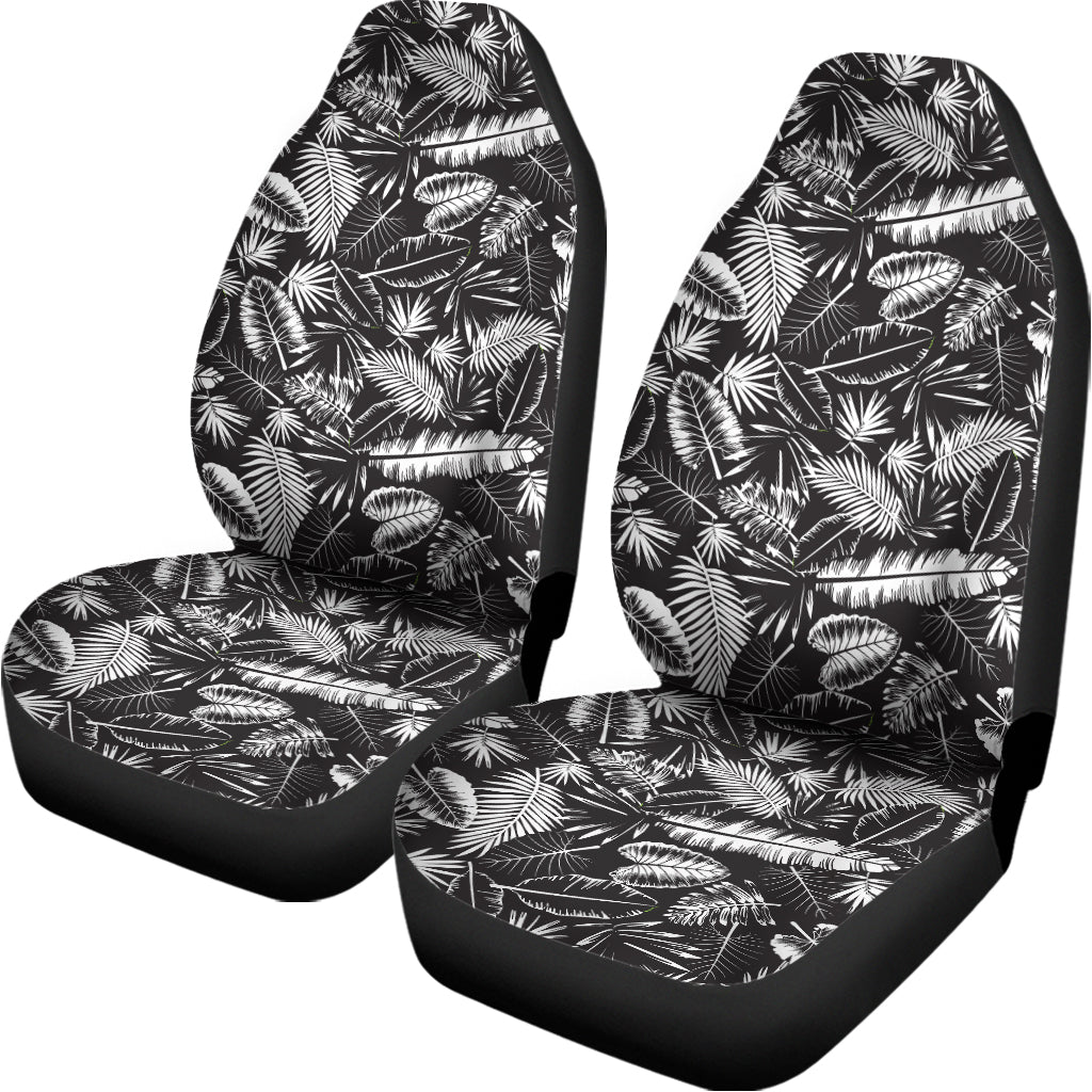 Black And White Tropical Palm Leaf Print Universal Fit Car Seat Covers