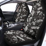 Black And White Tropical Palm Leaf Print Universal Fit Car Seat Covers