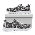 Black And White Tropical Palm Leaf Print White Running Shoes