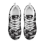 Black And White Tropical Palm Leaf Print White Sneakers