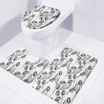 Black And White Tulip Pattern Print 3 Piece Bath Mat Set