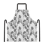 Black And White Tulip Pattern Print Apron