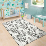 Black And White Tulip Pattern Print Area Rug