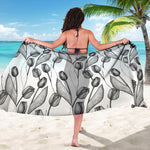 Black And White Tulip Pattern Print Beach Sarong Wrap