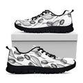 Black And White Tulip Pattern Print Black Running Shoes