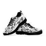 Black And White Tulip Pattern Print Black Sneakers