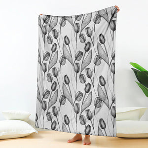 Black And White Tulip Pattern Print Blanket