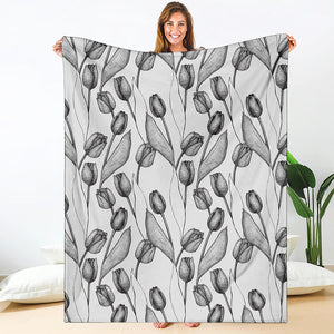 Black And White Tulip Pattern Print Blanket