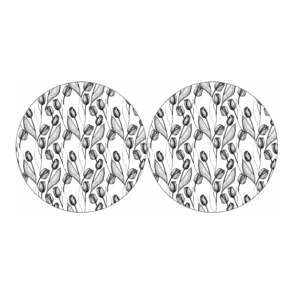 Black And White Tulip Pattern Print Car Coasters
