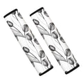 Black And White Tulip Pattern Print Car Seat Belt Covers