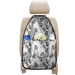 Black And White Tulip Pattern Print Car Seat Organizers