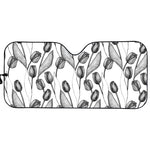 Black And White Tulip Pattern Print Car Sun Shade