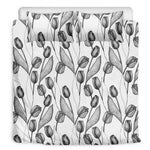 Black And White Tulip Pattern Print Duvet Cover Bedding Set