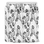 Black And White Tulip Pattern Print Duvet Cover Bedding Set