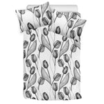 Black And White Tulip Pattern Print Duvet Cover Bedding Set