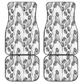 Black And White Tulip Pattern Print Front and Back Car Floor Mats
