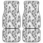 Black And White Tulip Pattern Print Front and Back Car Floor Mats