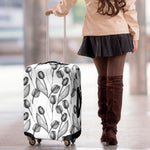 Black And White Tulip Pattern Print Luggage Cover