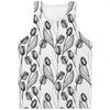 Black And White Tulip Pattern Print Men's Tank Top