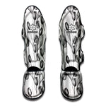 Black And White Tulip Pattern Print Muay Thai Shin Guard