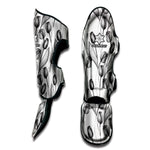 Black And White Tulip Pattern Print Muay Thai Shin Guard