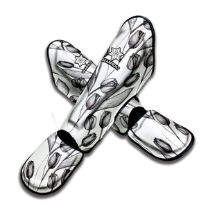 Black And White Tulip Pattern Print Muay Thai Shin Guard