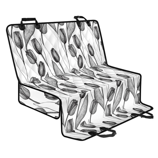 Black And White Tulip Pattern Print Pet Car Back Seat Cover