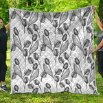 Black And White Tulip Pattern Print Quilt