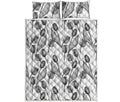 Black And White Tulip Pattern Print Quilt Bed Set