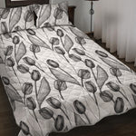 Black And White Tulip Pattern Print Quilt Bed Set