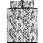 Black And White Tulip Pattern Print Quilt Bed Set
