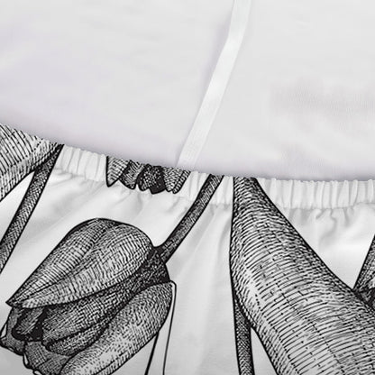 Black And White Tulip Pattern Print Sofa Cover