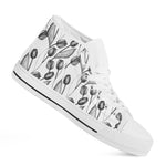 Black And White Tulip Pattern Print White High Top Shoes